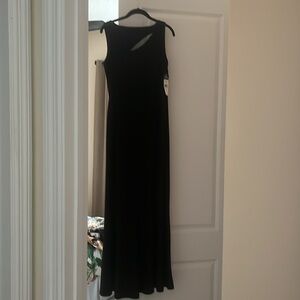 Chaps Black Asymmetrical Sleeveless Dress